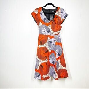 NEW Ofuure Red and Purple African Print Cap Sleeve Midi Dress - Small